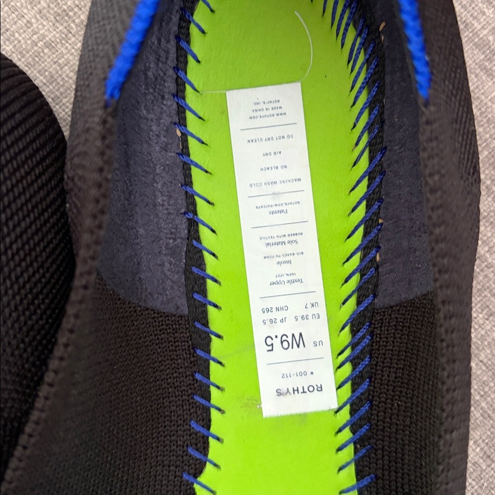 Rothy's Black Flats with Royal Blue Trim - Picture 8 of 11
